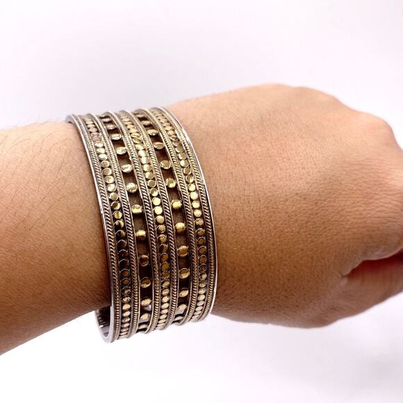 Anna Beck Sterling Silver Open Cuff with Gold Vermeil Dots - Picture 5 of 6